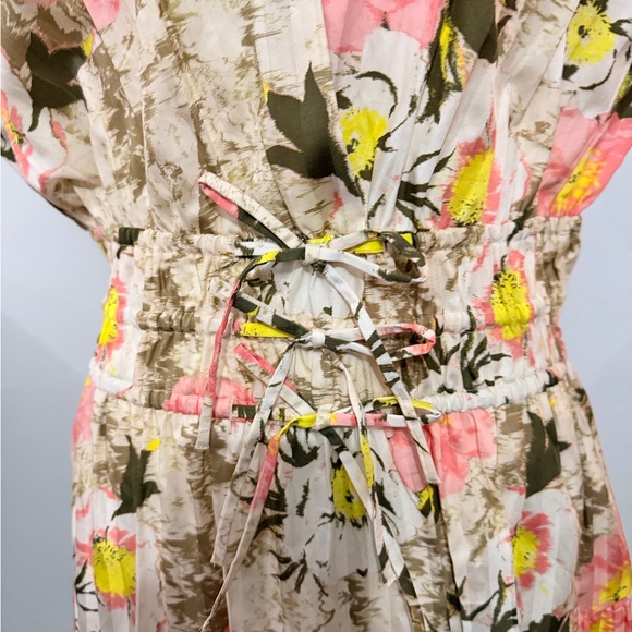 Derek Lam Pink and Yellow Floral Maxi Dress Casual Travel Spring - Picture 2 of 12